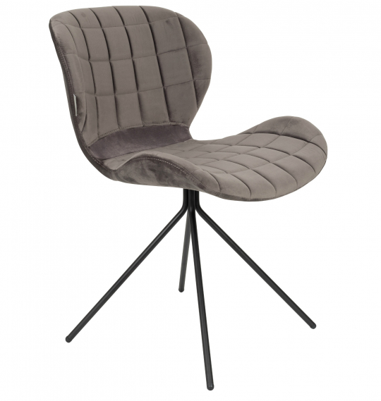 Stol 'Omg' - Fløyel/Grå