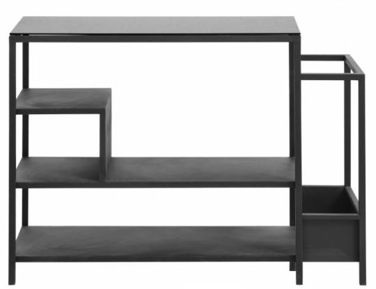 Jernhylle/Sidebord 'With' - Svart/Glass