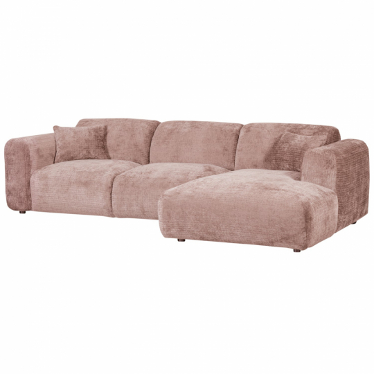 Sofa 'Cloud' 3-seters sjeselong høyre - brungrå/rosa