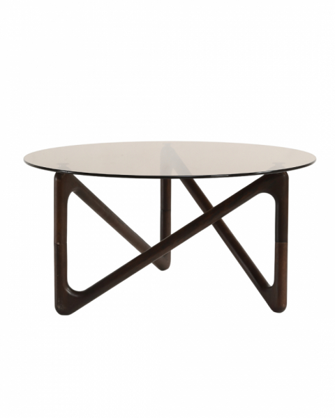 Sofabord 'Modica' Ø80 – Valnøtt/Glass