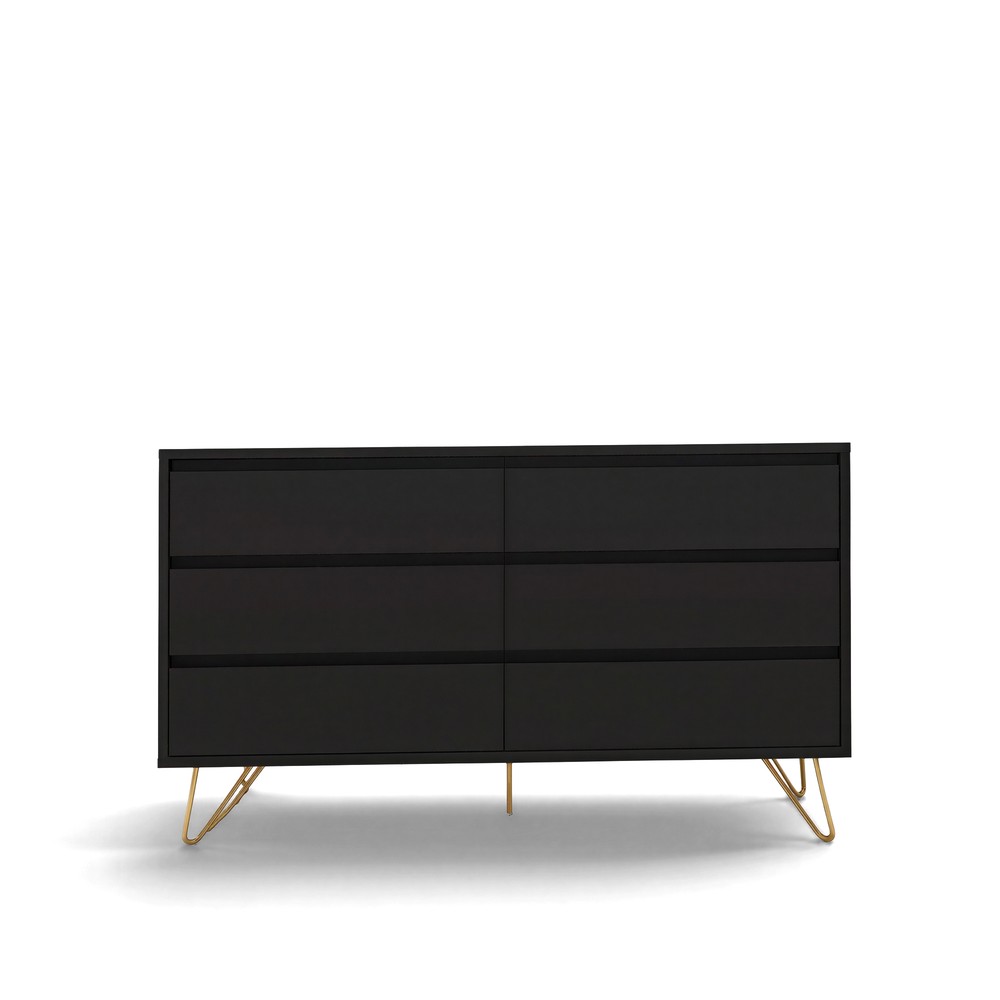Kommode 'Elle' 120x70 - Svart/Messing