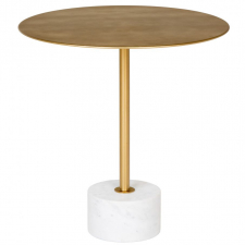 Sidebord 'Lecco' Rundt 51cm - Marmor/Messing