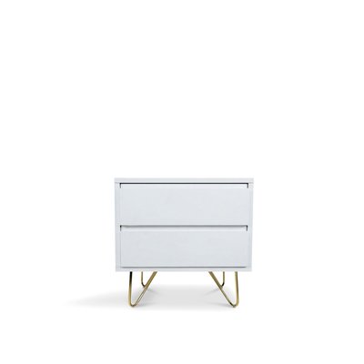 Nattbord 'Elle' - Hvit/Messing