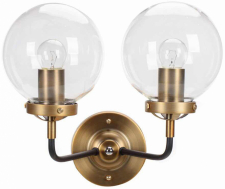Vegglampe 'Bright' X2 - Messing/Glass