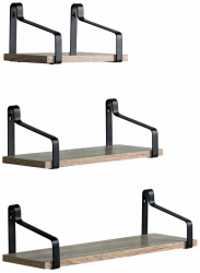 Vegghyller 'Mia' 3 Sett - Svart/Natur