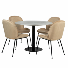 Spisegruppe 'Marbelous Lux' - 1 bord Ø100 og 4 stoler