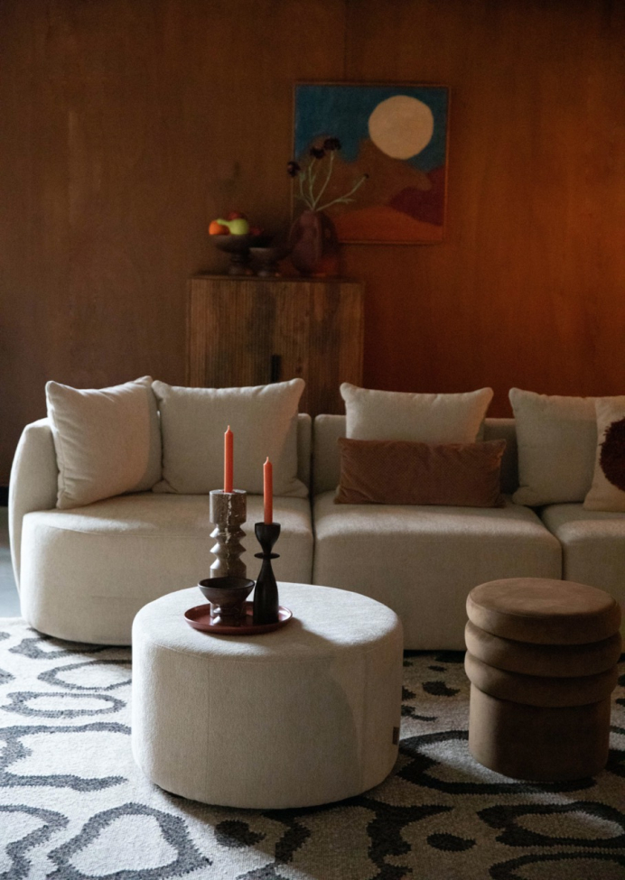 Fotskammel 'Rocca' - Beige