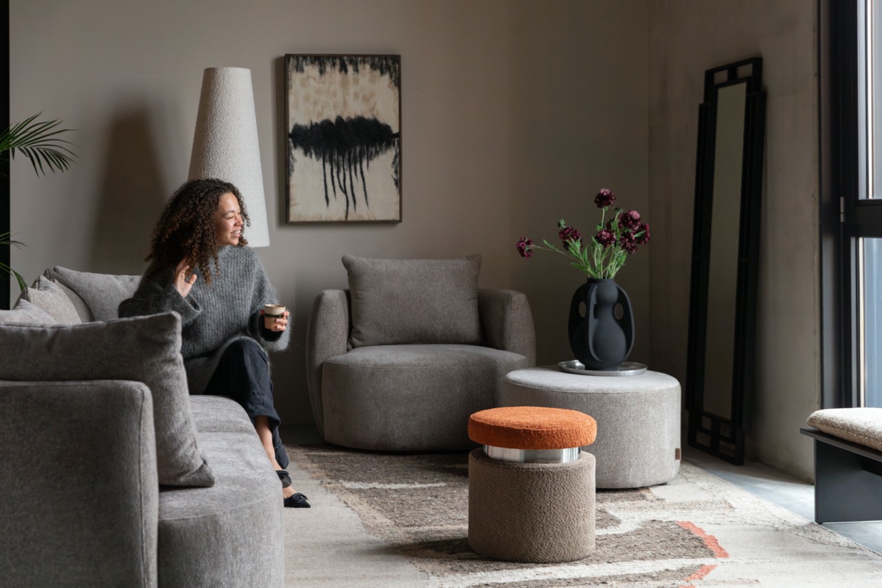 Fotskammel 'Rocca' - Brun