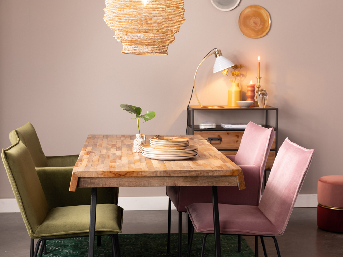 Lenestol 'Dion' - Fløyel/Rosa