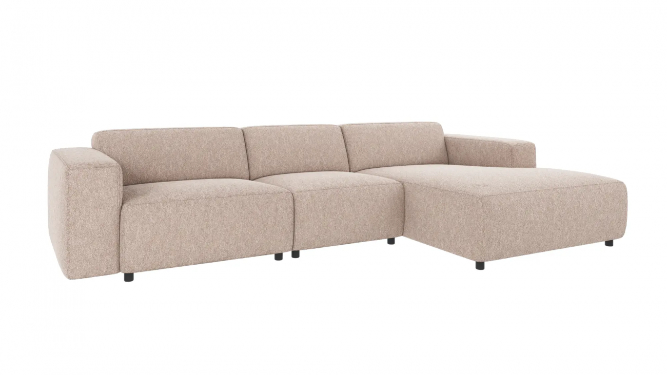 4-seters sofa 'Willard' Sjeselong H - Lys beige