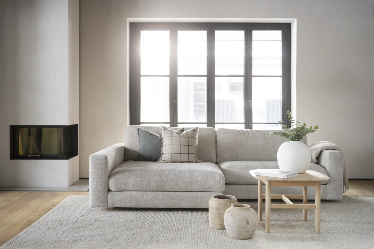 3-seters sofa 'Duncan' Sjeselong V - Lys grå