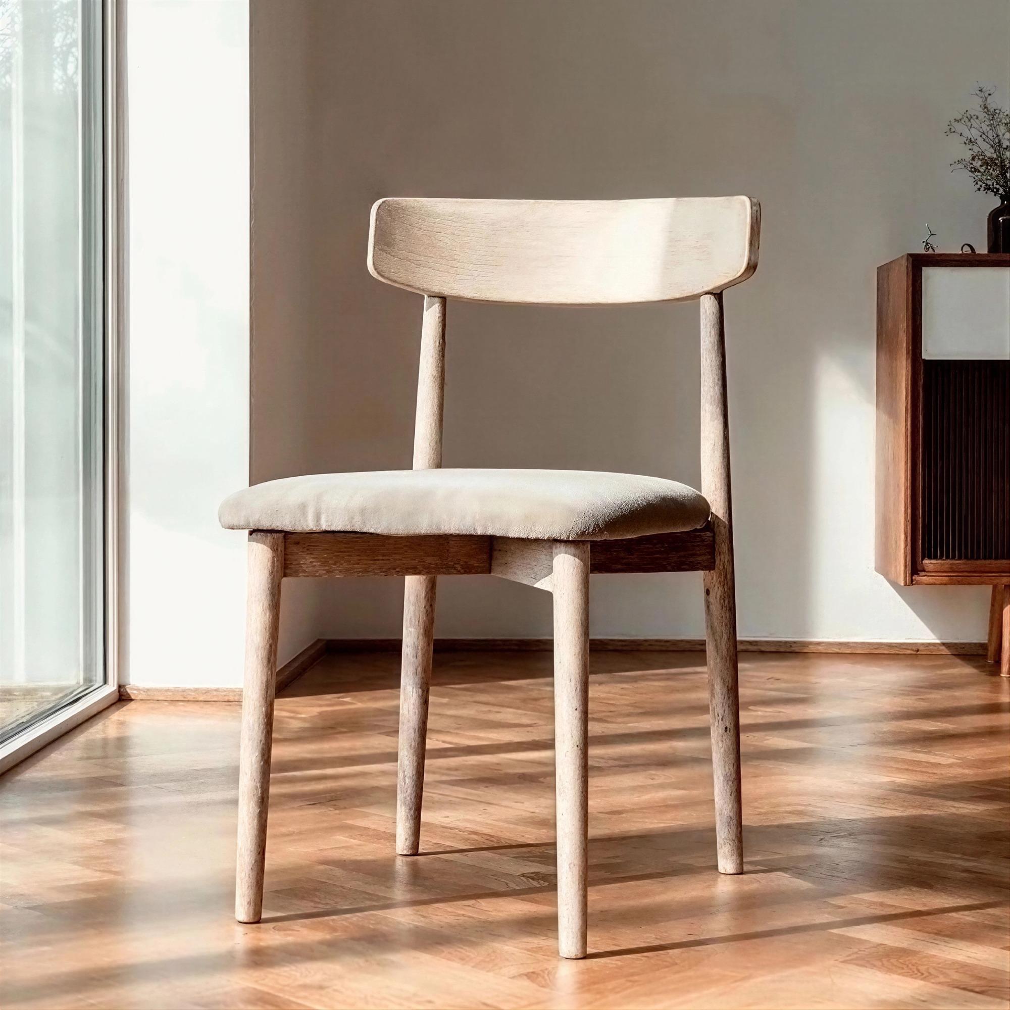 Stol 'Ystad' - Vit eik/Beige
