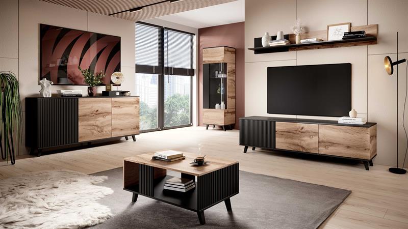 TV-benk 'Othem' - Svart/Eik