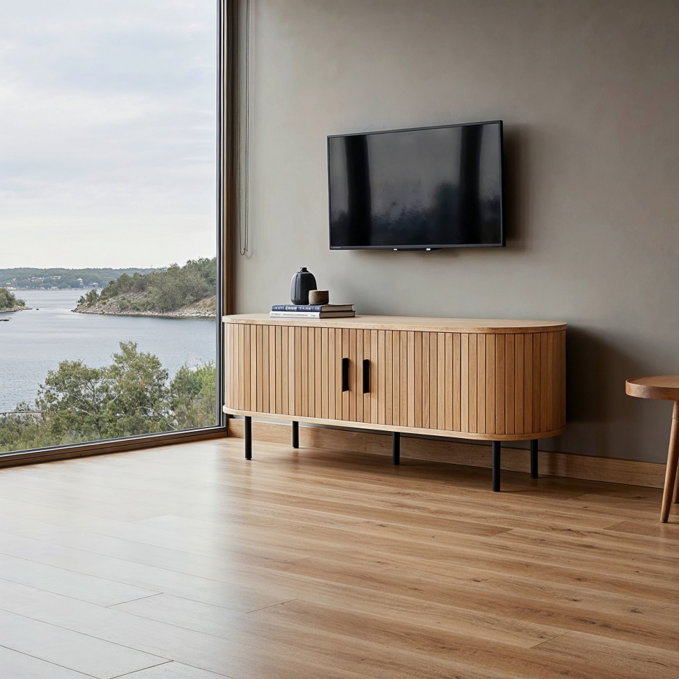 Tv-benk 'Holmvik' - Natur/Svart