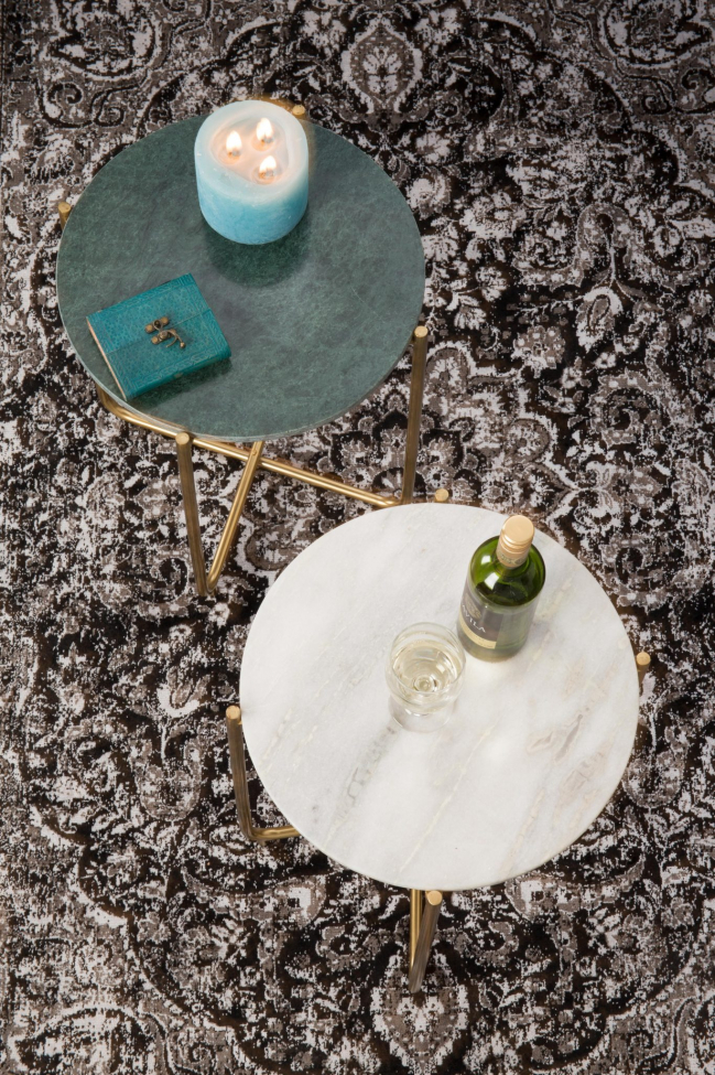 Sidebord 'Timpa' - Grønn marmor/Messing