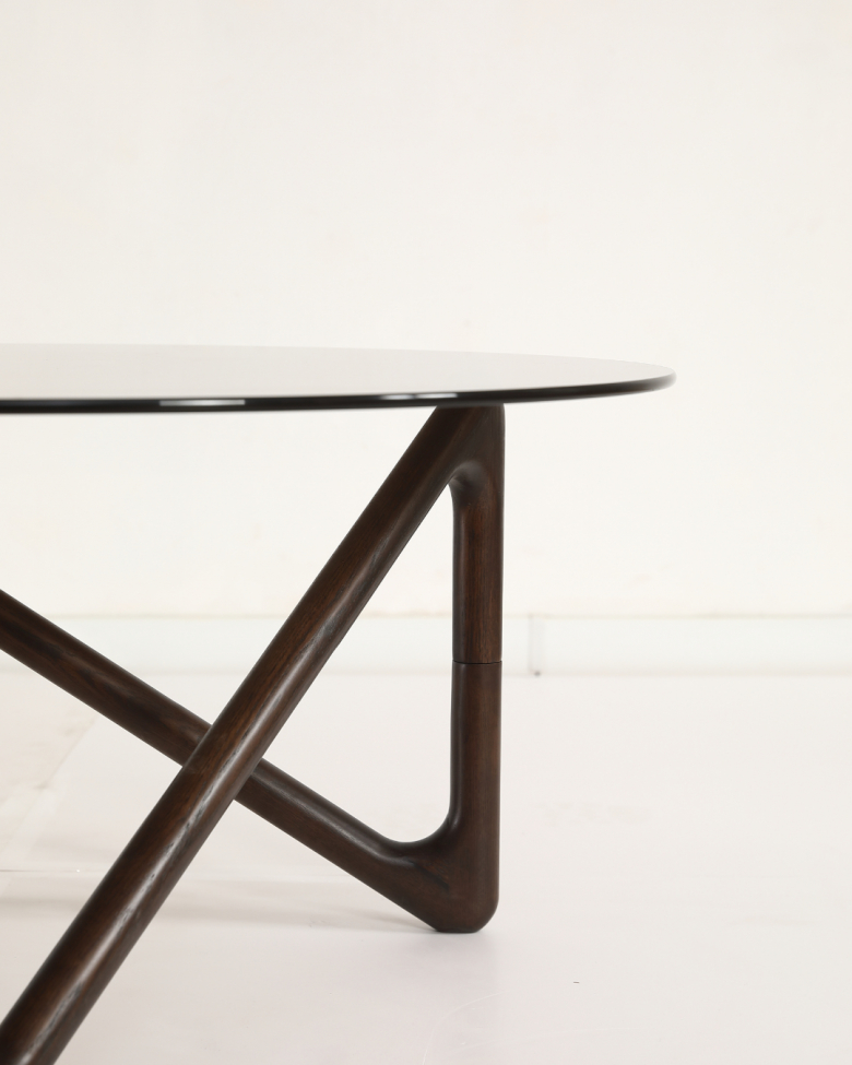 Sofabord 'Modica' Ø80 – Valnøtt/Glass