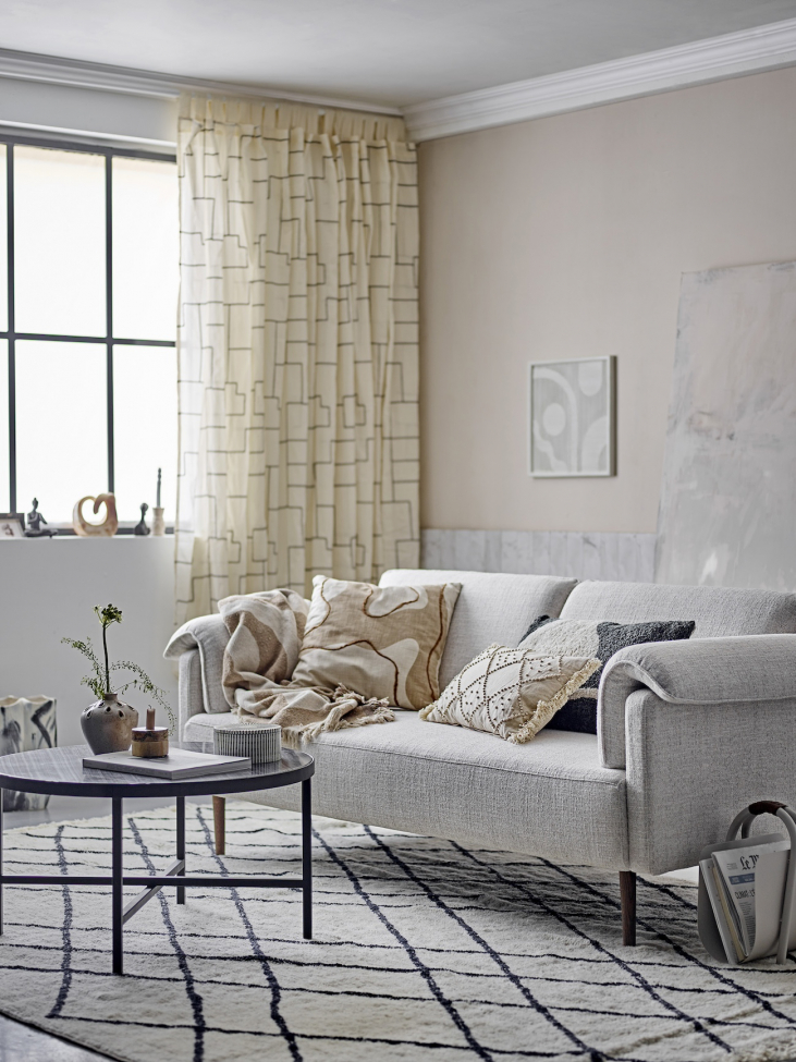 Salongbord 'Estelle' 76cm Rundt - Grå/Marmor