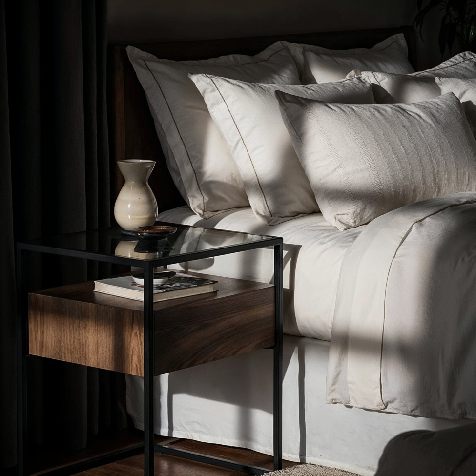 Nattbord 'Detroit' - Valnött/Svart