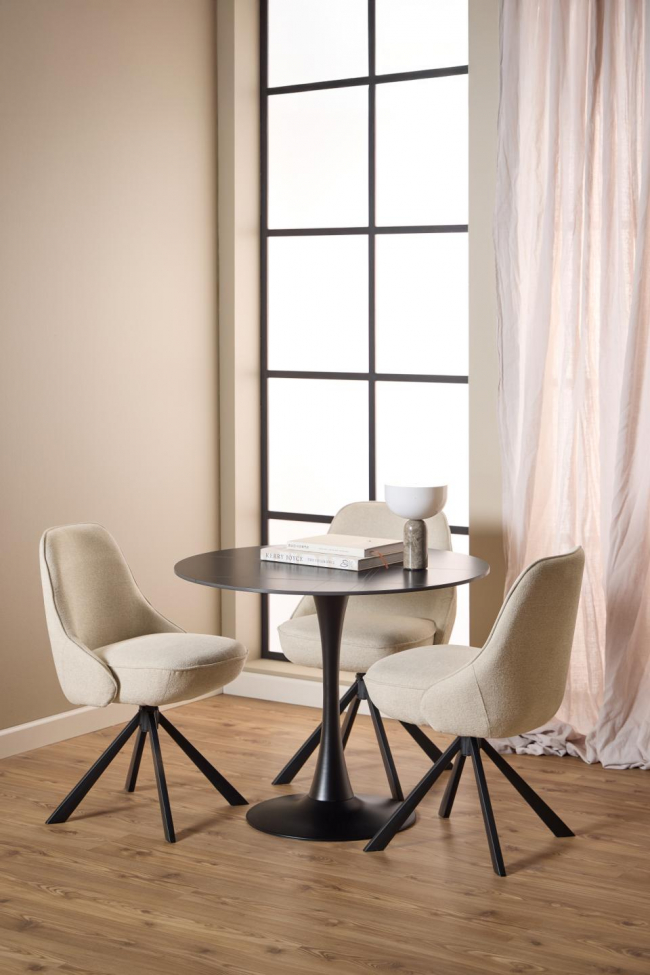 Spisebord 'Malta' Rundt 90x75cm - Sort