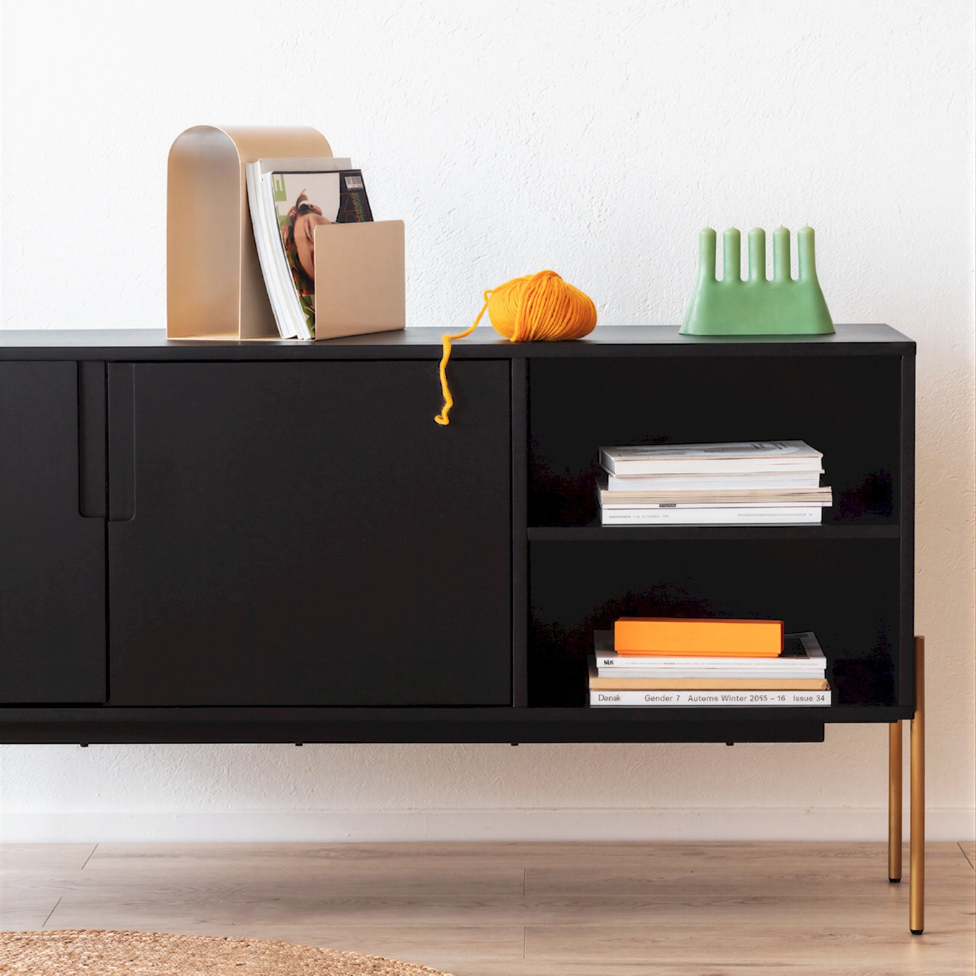 Sideboard 'Frölunda' - Svart/Gull