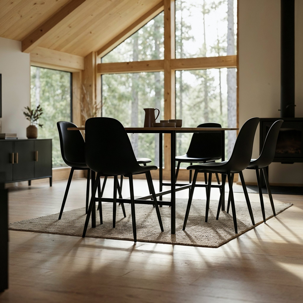 Spisebord 'Line' - Eik/Svart