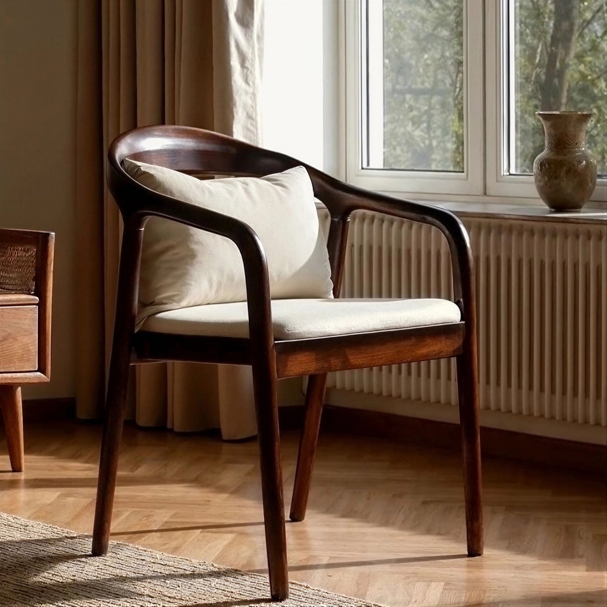 Lenestol 'Aspa' - Mørkebrun/Beige
