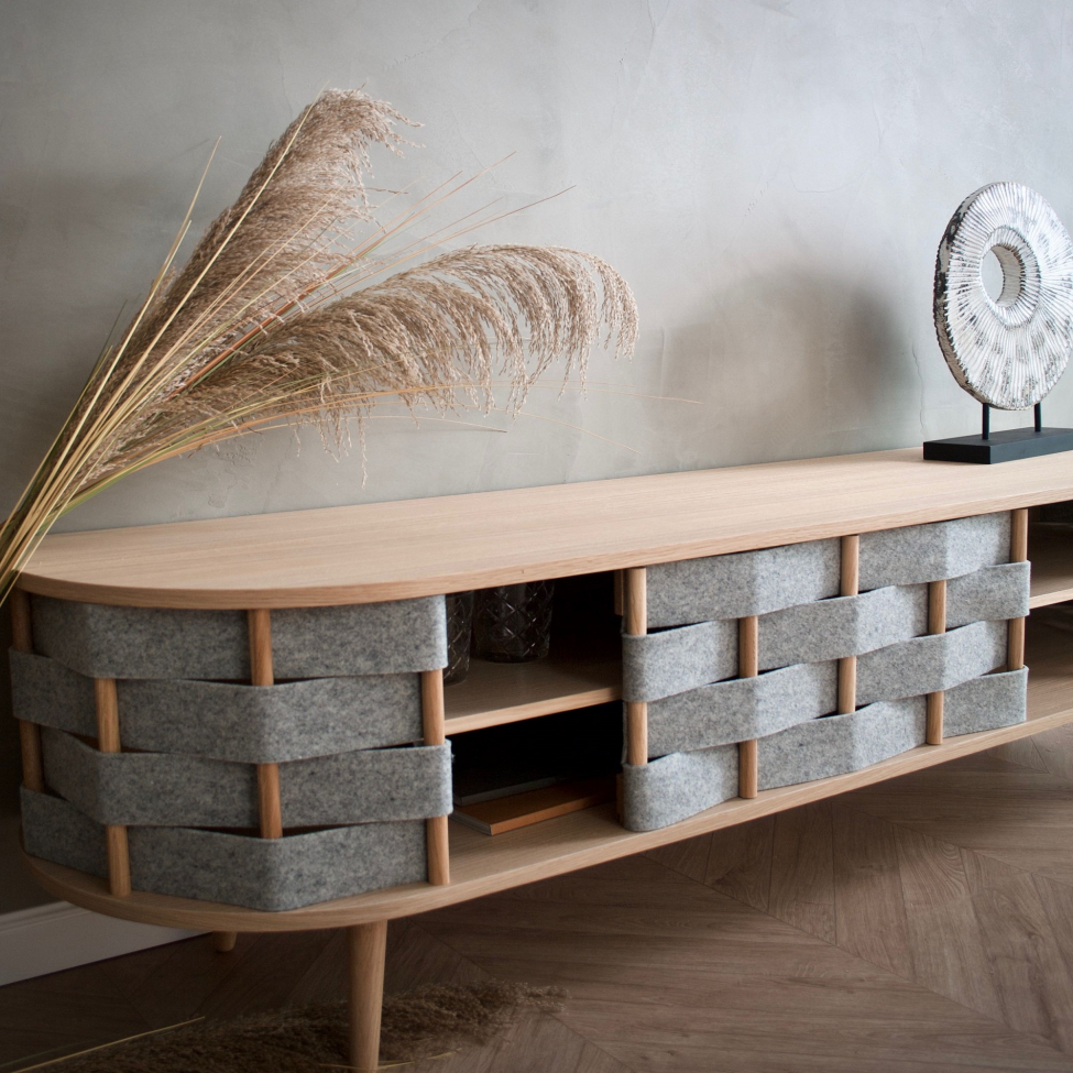 TV-benk 'Felt' 160cm - Naturlig/Grå