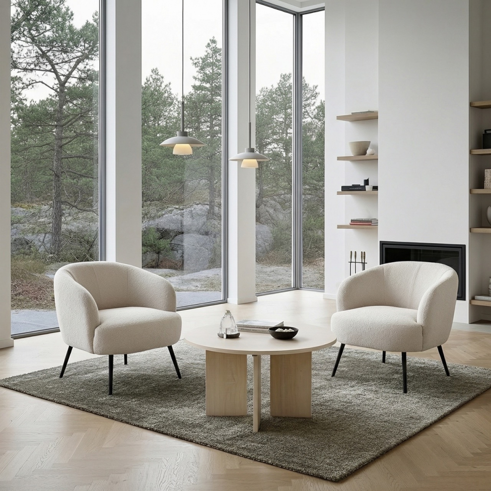 Lenestol 'Capri' - Hvit/Bouclé