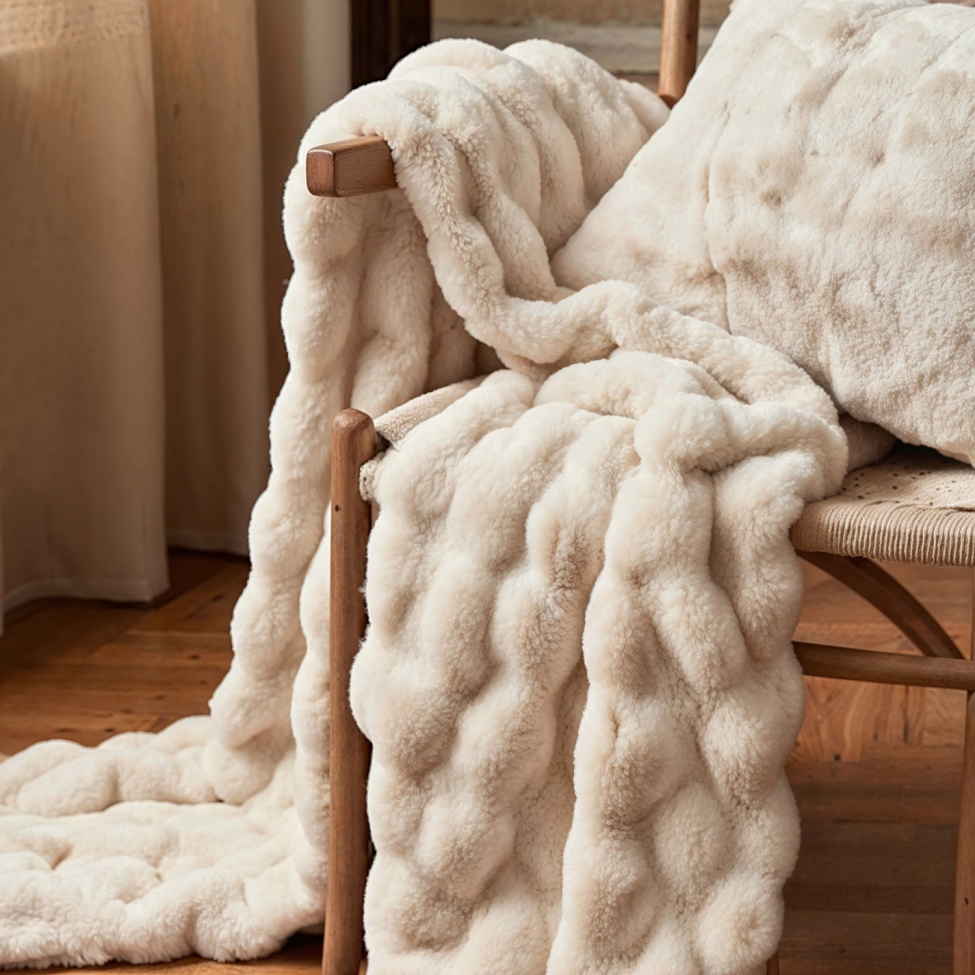 Pledd 'Aranga Bubble Throw' 130x170cm - Beige