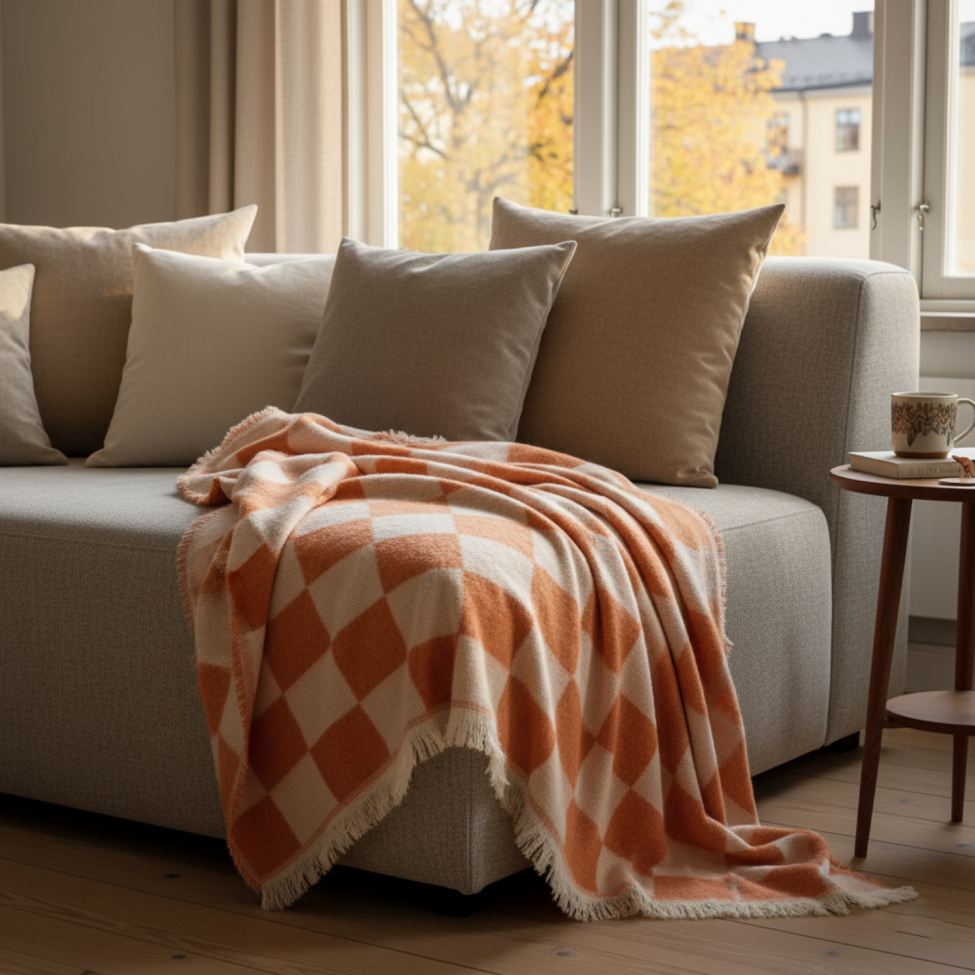 Rutete 'Audrey Check' 130x170cm - Rosa/hvit