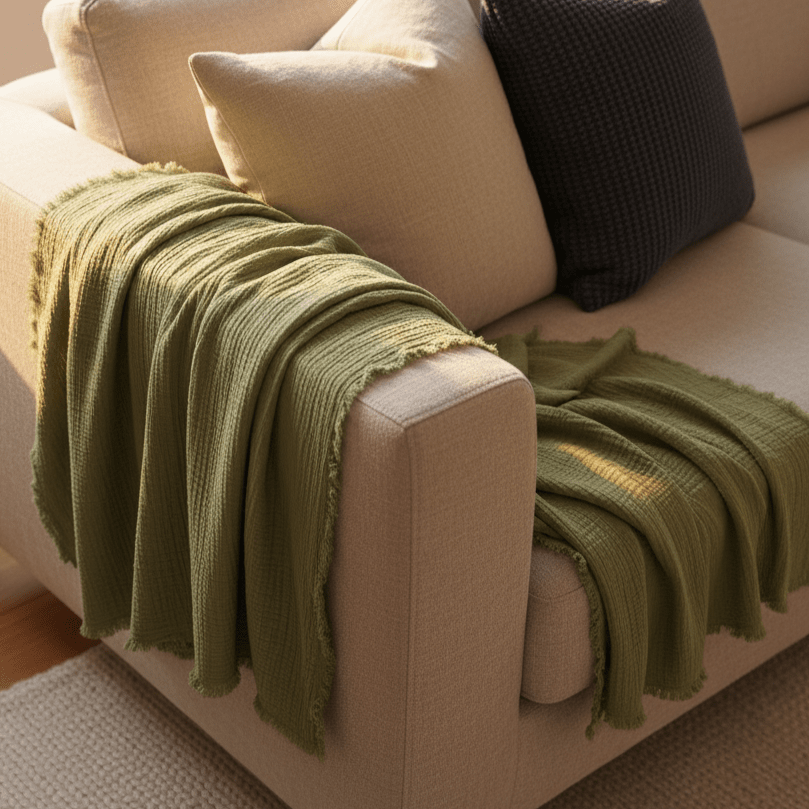 Muslin-teppe 'Dorena' 130x170cm - Grønn