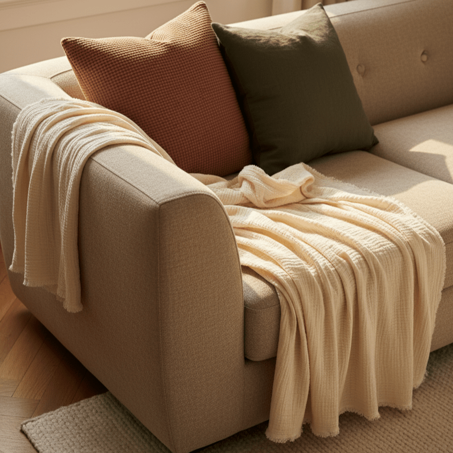 Muslin-teppe 'Dorena' 130x170cm - Hvit