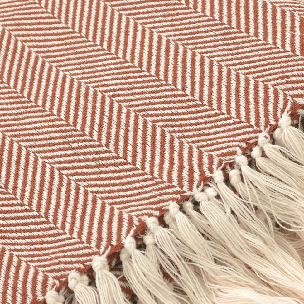 Bomullsteppe 'Denisa Fishbone' 130x170cm - Brun/hvit