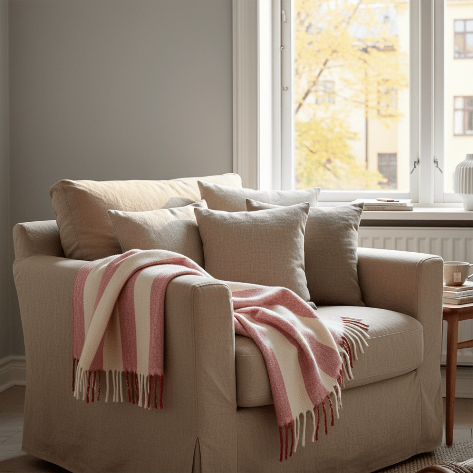 Rutete 'Beatriz Stripe' 130x170cm - Rød/hvit