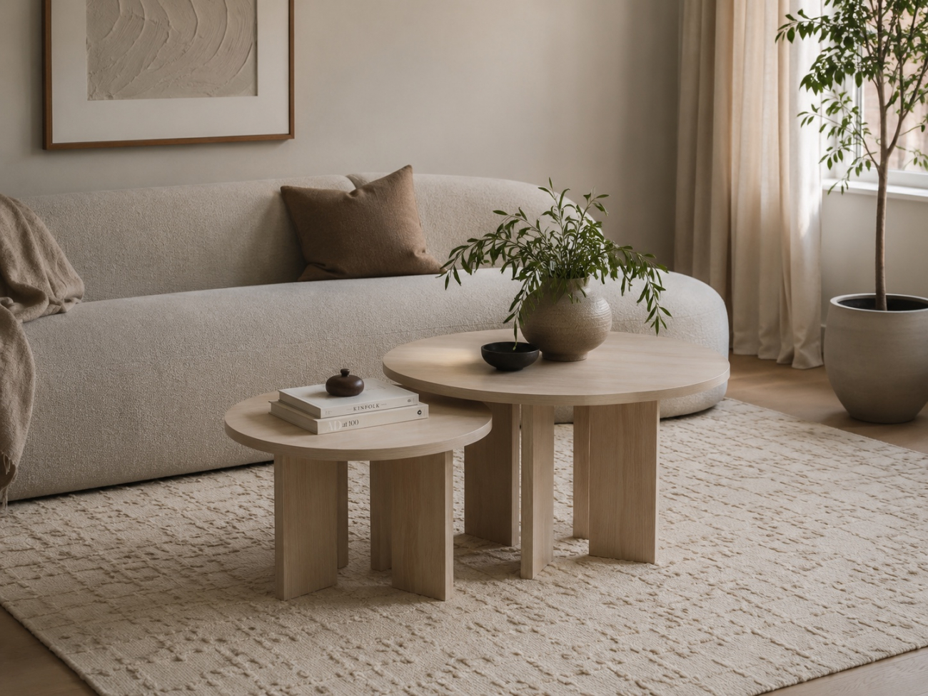 Salongbord 'Créme' Rundt 75cm - Naturlig