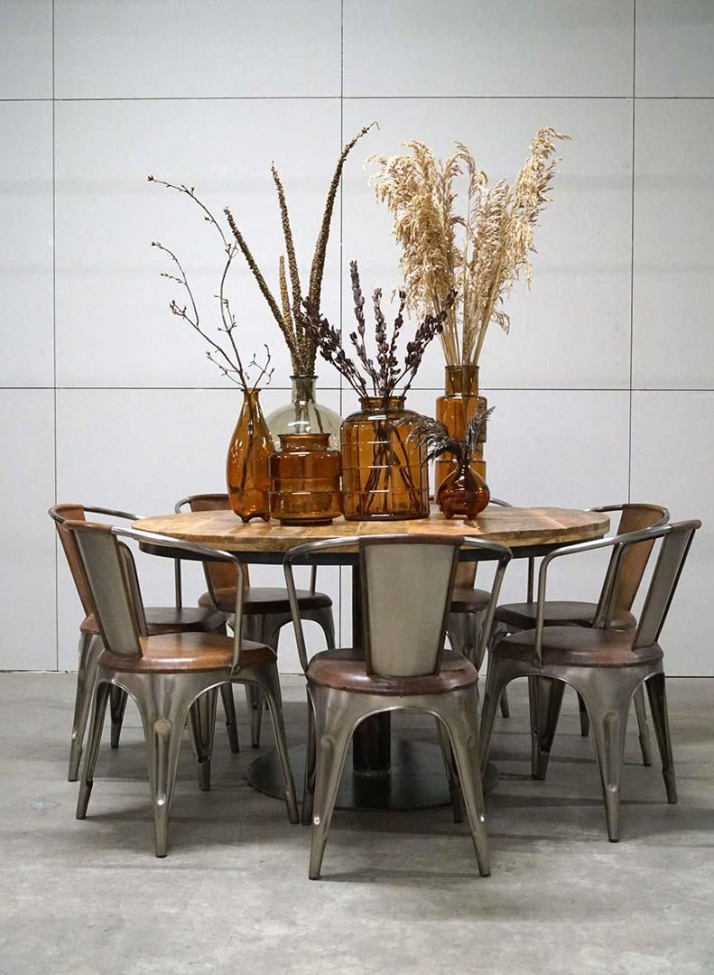 Rundt spisebord 'Jack' - Resirkulert tre/Jern