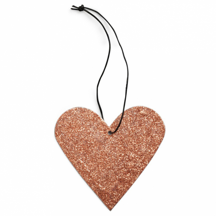 Juletrepynt 'Glitter Heart Copper' - Kobber