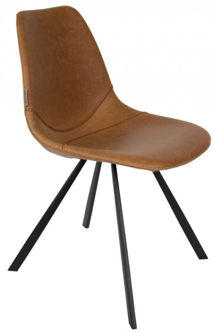 Stol 'Franky' - Cognac/Stål