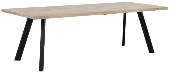 Spisebord 'Fred' 240x100 cm - Hvitpigmentert Eik / Svart