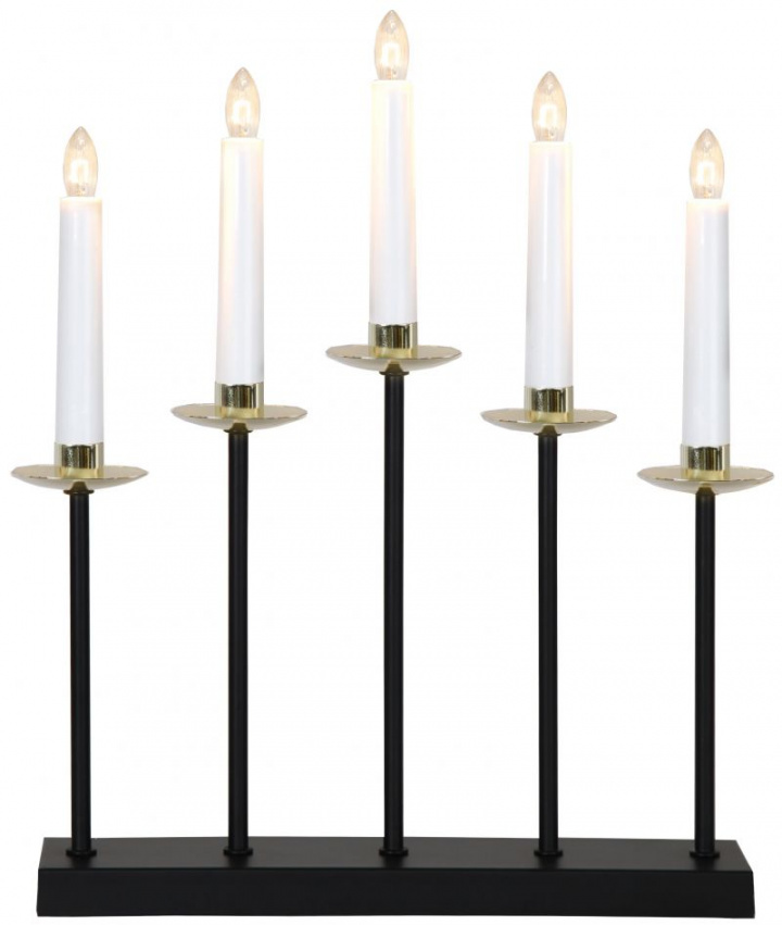 Advent lysestake 'Greta' - Svart/Gull