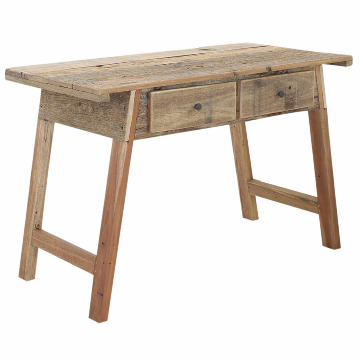 Skrivebord med to skuffer - Resirkulert tre