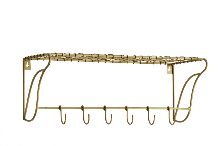 Hathylle med kroker - Messing 6 kroker
