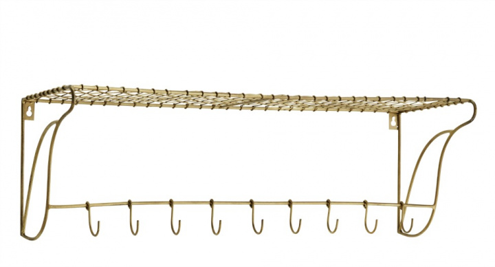 Hatthylle med kroker L - Messing
