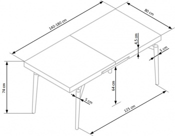 Spisebord \'Cambell\' 140-180 x 80 CM - Eik / svart
