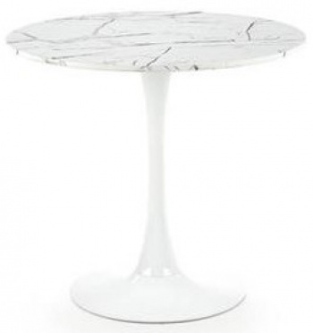 Spisebord \'Lorca\' 80 cm - marmor/hvit