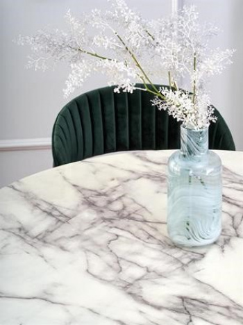 Spisebord \'Alzira\' 110 cm - marmor/sort
