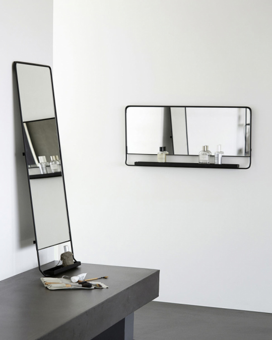 Speil med hylle \'Chic\' - Svart 40x80cm