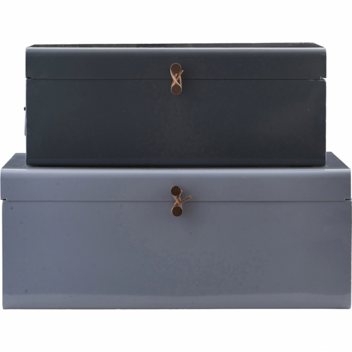 2-pakning oppbevaringsbokser \'Metal\' - Blå i gruppen Møbler / Hyller og oppbevaring / Bokser, Esker og Kurver hos Reforma (209310702)