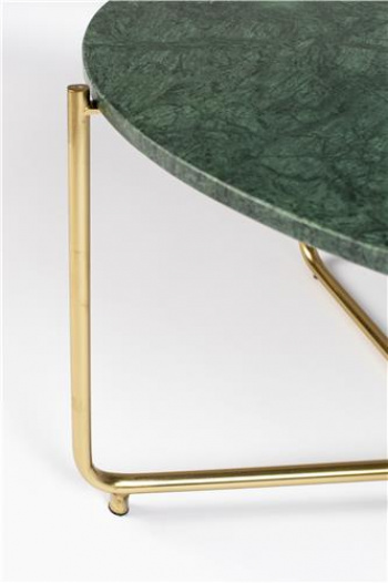 Soffbord \'Timpa\' - Grön marmor/Guld Ø70
