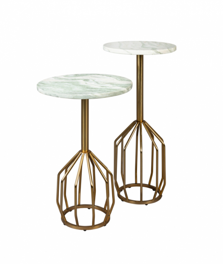 Sidebord 'Salerno' S - Messing/Marmor